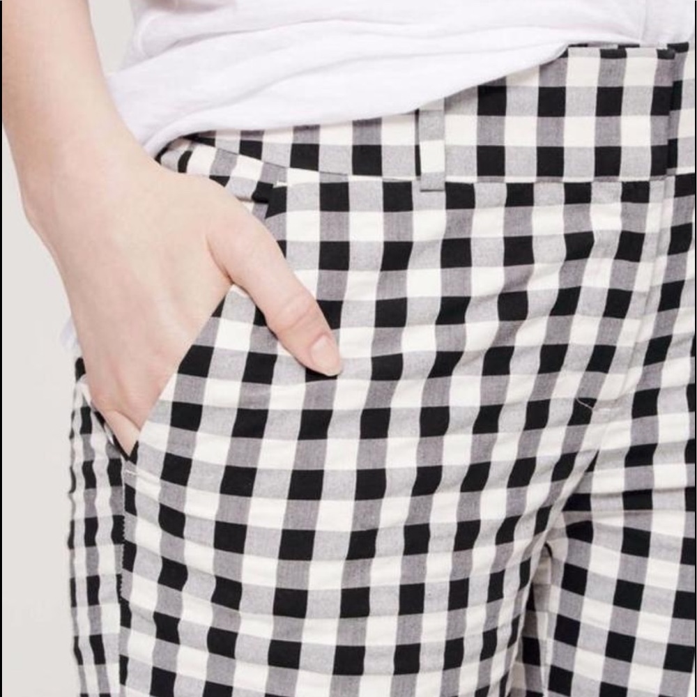 Loft Seersucker Buffalo Check Crop Pants - Picture 2 of 8